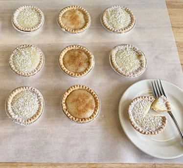 Mini Hoosier sugar cream pies.